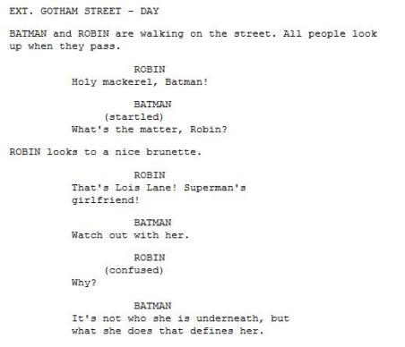 An example of a scene from a formatted screenplay
